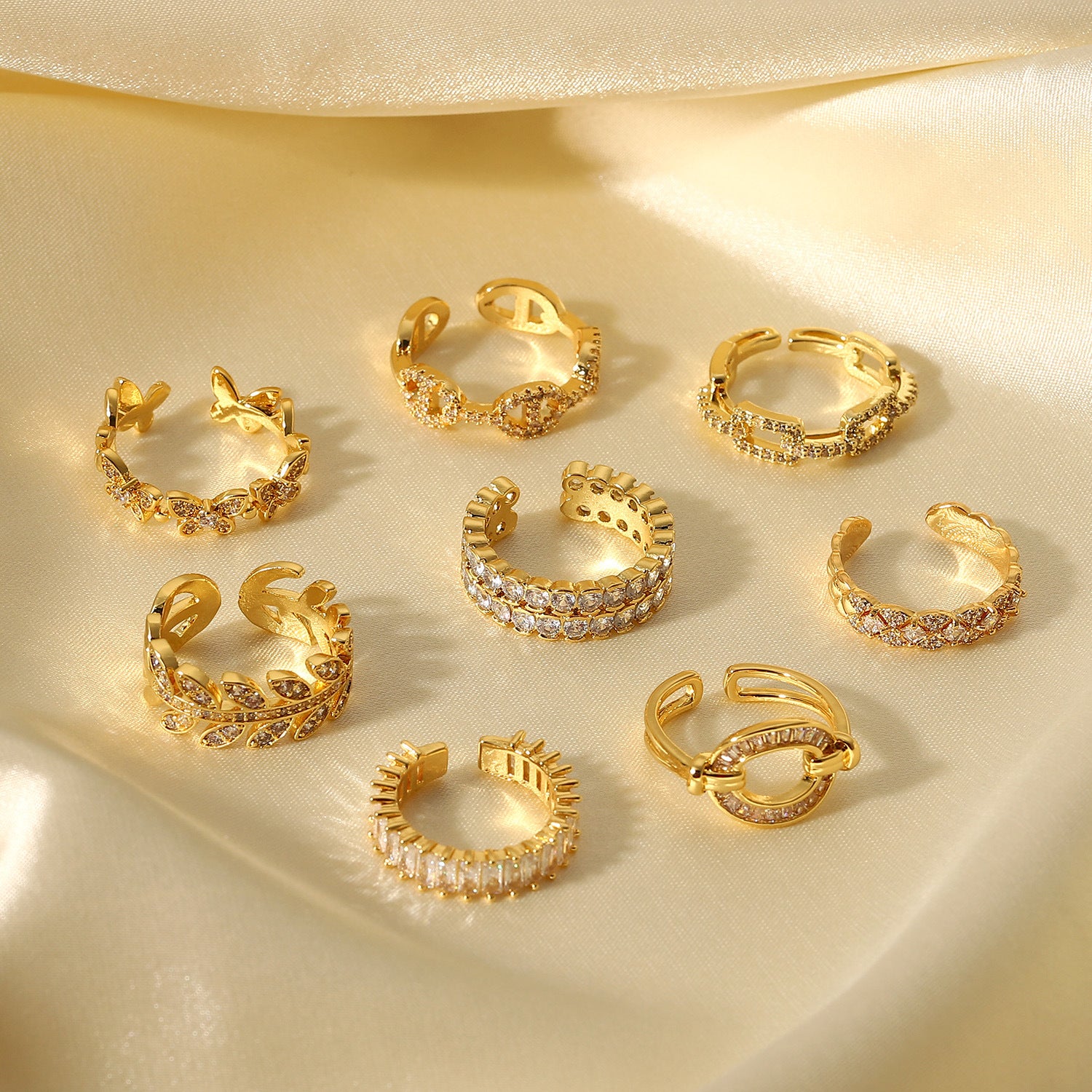 Wholesale Copper open ring with cubic zirconia