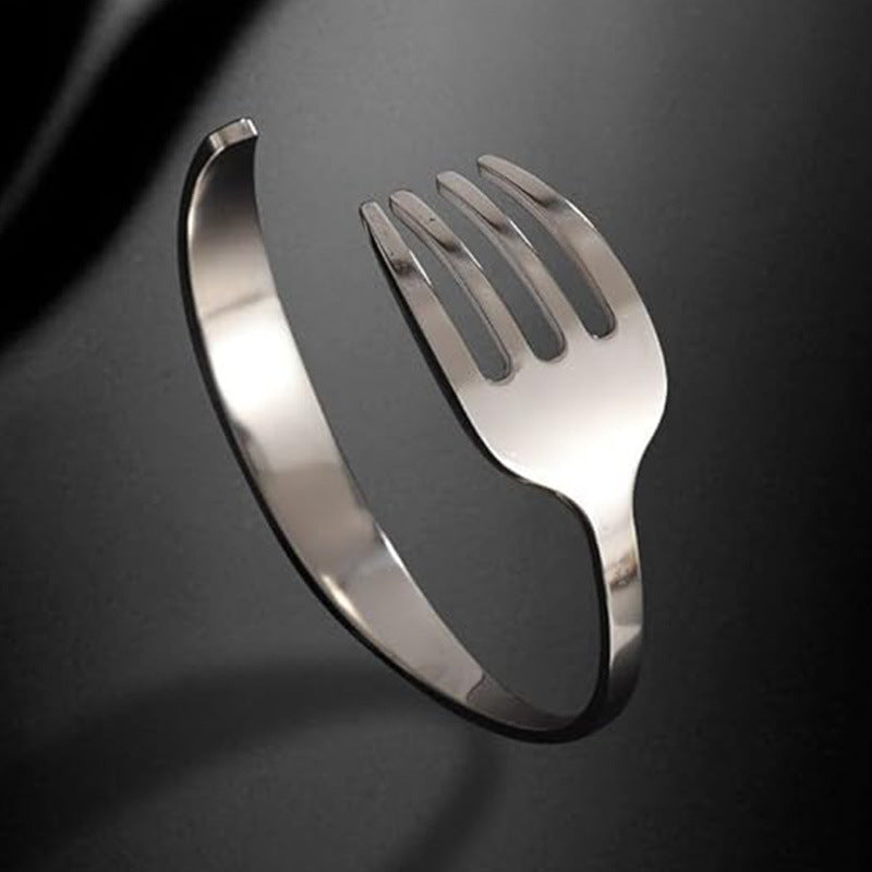 Wholesale Titanium Steel Gold-plated C-shaped Open Fork Bracelet
