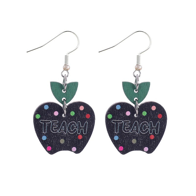 Wholesale  Border Letter Apple Earrings