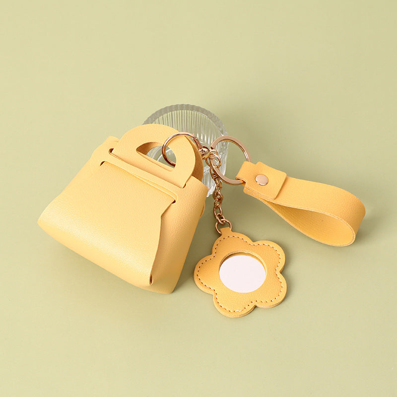 Wholesale Pink PU Purse Keychain with Mirror - Gift Bag Charm for Keys