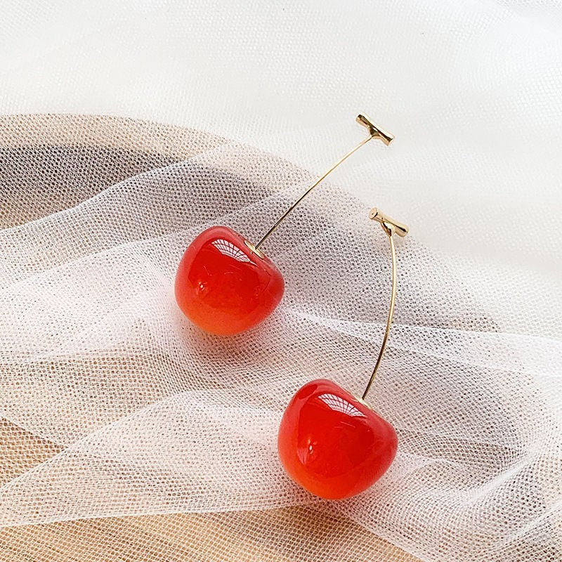 Wholesale  Red Cherry Long Earrings
