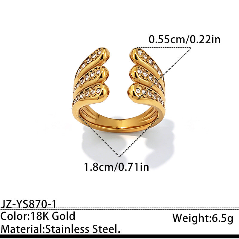 Wholesale Stainless Steel Gold Plated Open Geometric Oval Design Ring Fashion Accessory for Everyday Wear