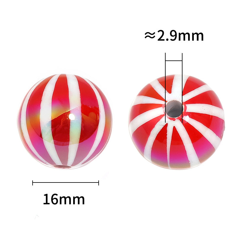 Wholesale 100pcs UV Plated Contrast Red and White Stripes Christmas DIY Beaded Accessories ACC-BDS-BLG077