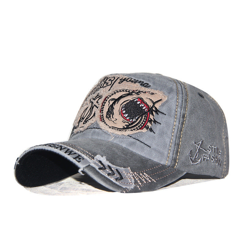 Wholesale Chic Red Distressed Cotton Baseball Cap With Embroidered Letter Adjustable Dome Hat For Everyday Use