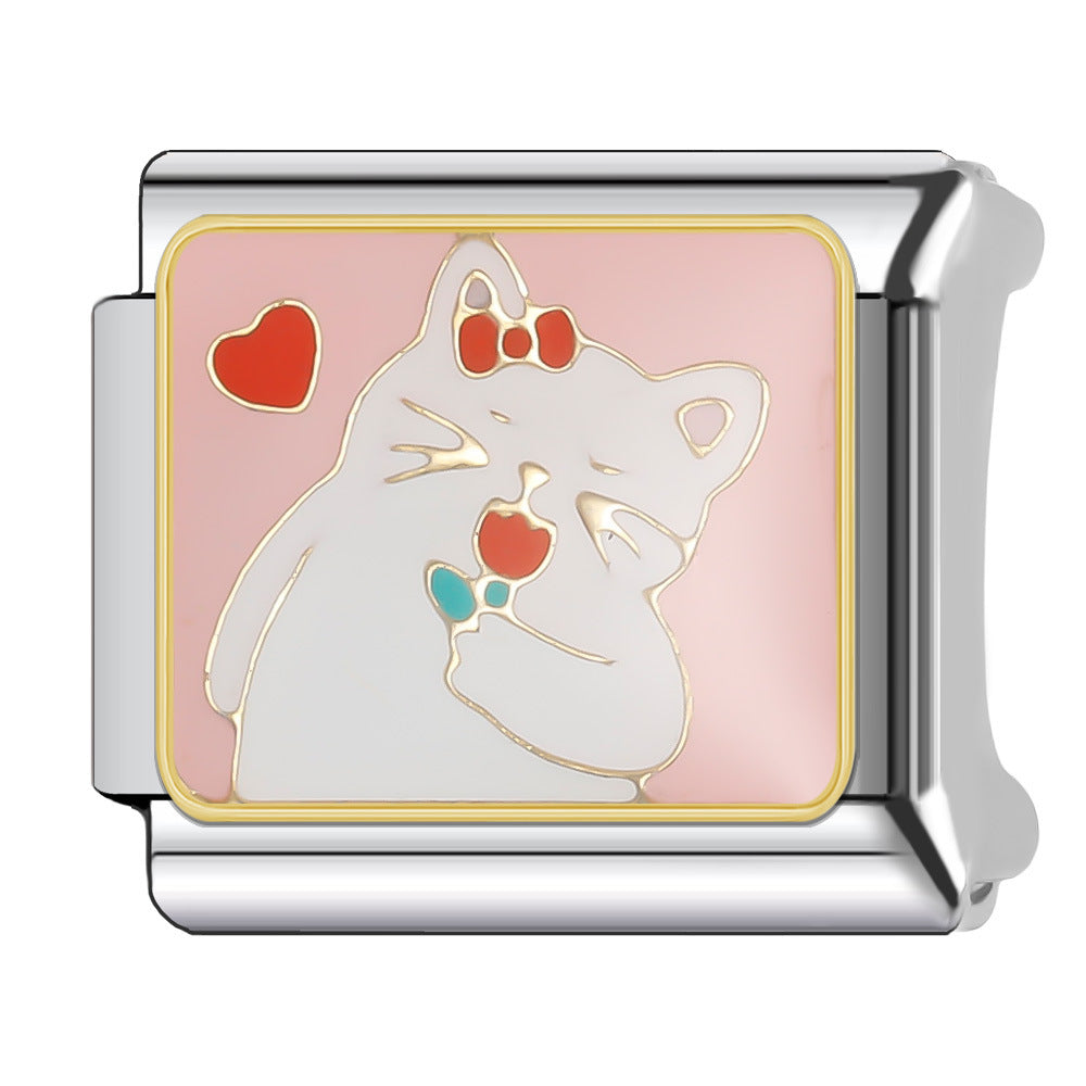 Wholesale Italian Charm Bracelet 9mm DIY Splicing Cute Animal Series Stainless Steel Composable Bracelet