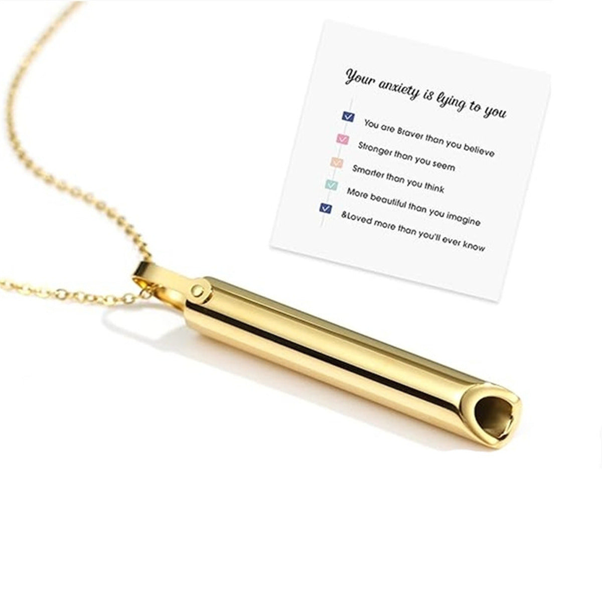 Wholesale Whistle Meditation Relief Anxiety Stainless Steel Necklace