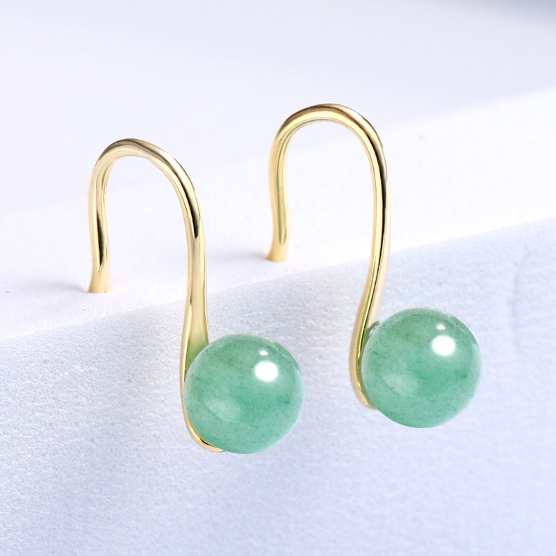 Wholesale  S925 Silver Green Chalcedony Earrings