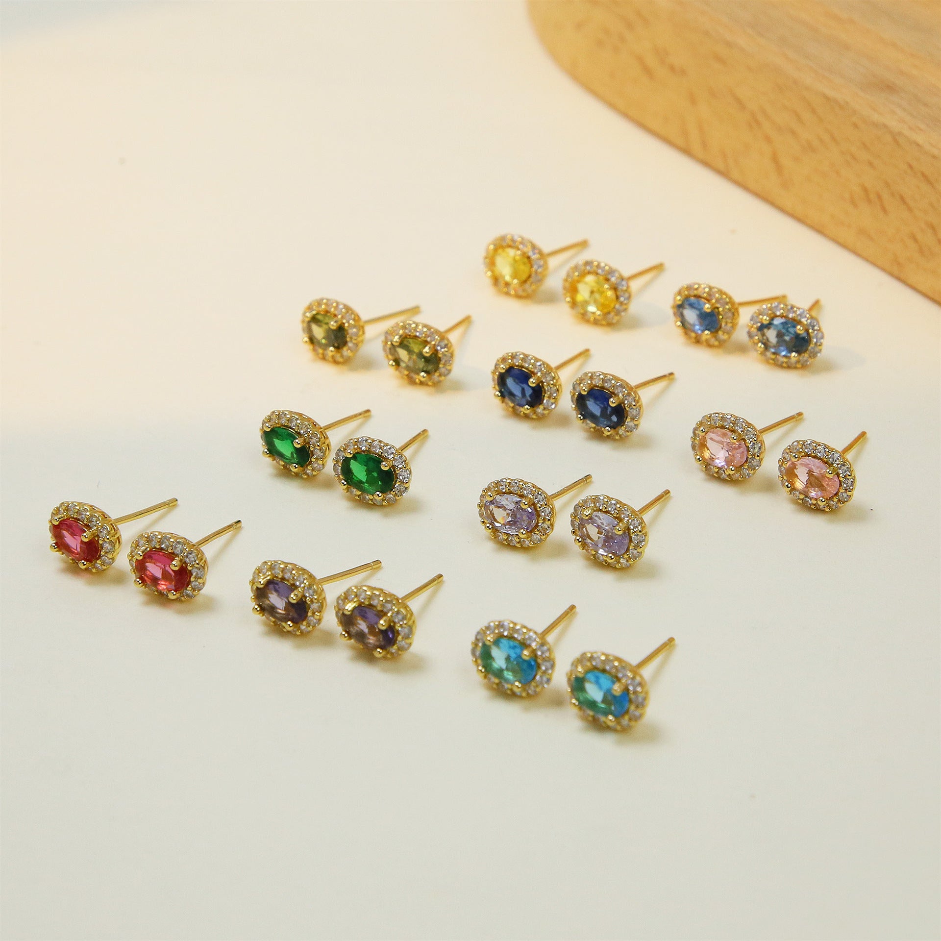 Wholesale  Brass Color Gem December Birthstone Birthstone Earrings