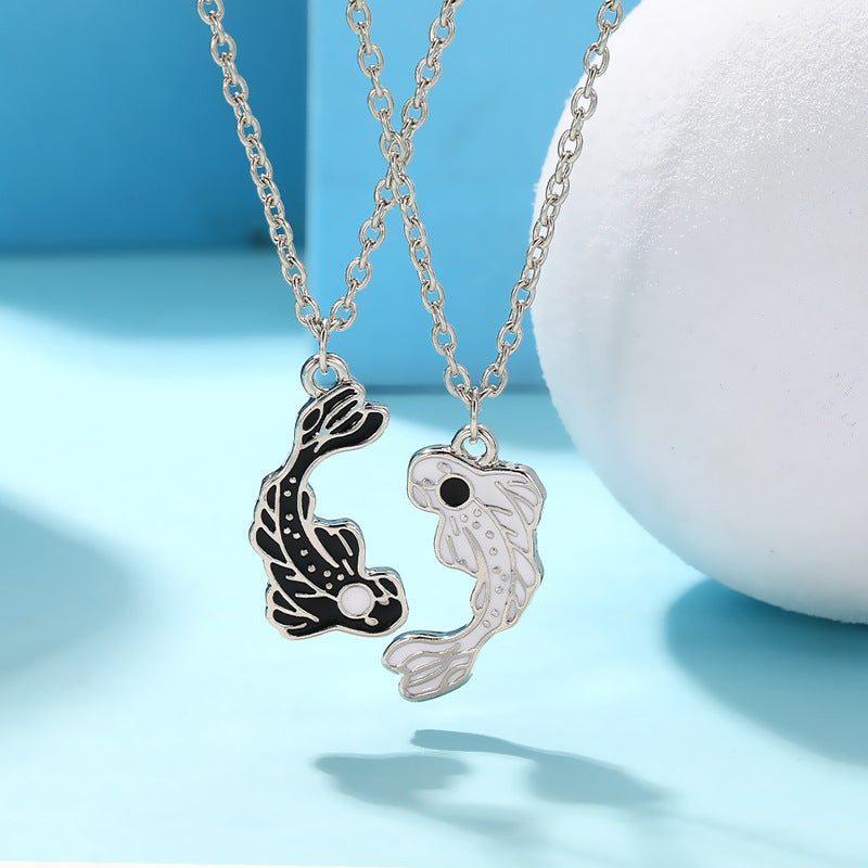 Wholesale Jewelry Tai Chi Eight Gua Fish Necklace Black and White Necklaces
