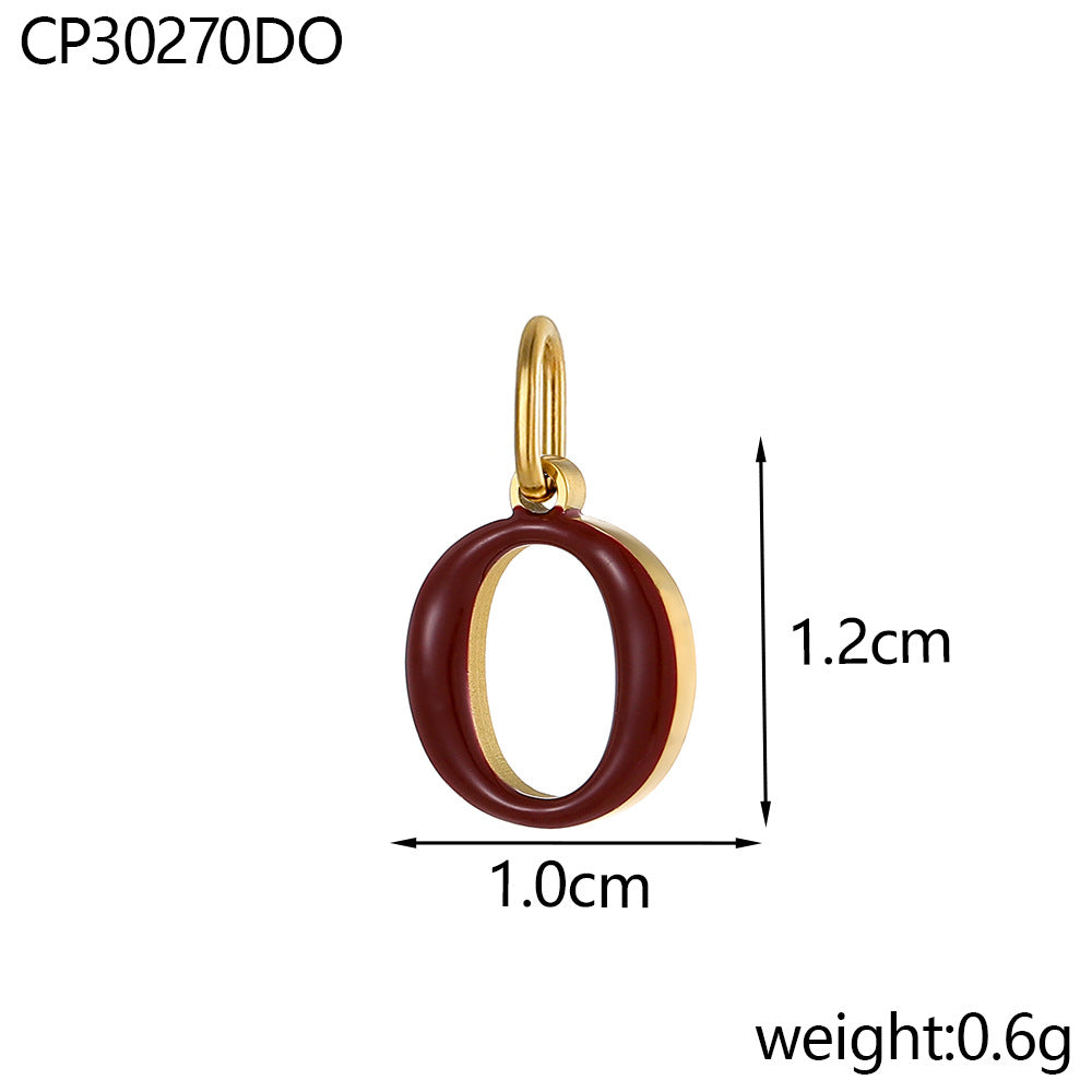 Wholesale Colorful 26 English letters oil-dripping stainless steel vacuum electroplating pendant