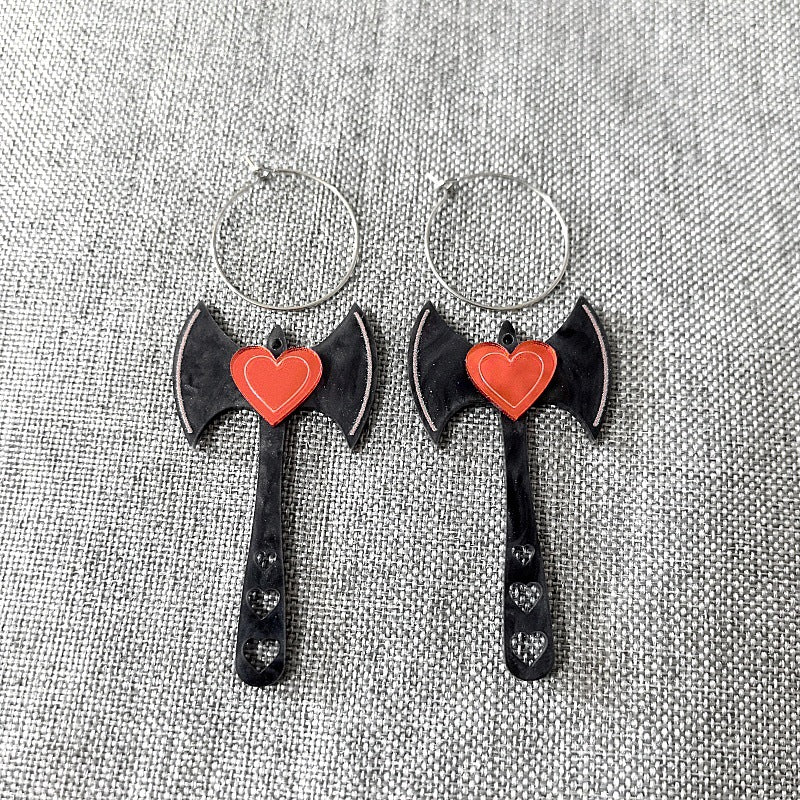 Wholesale  exaggerated Halloween funny love axe earrings