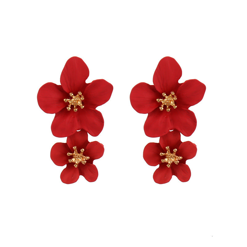 Wholesale Multicolor Double Flower Earrings