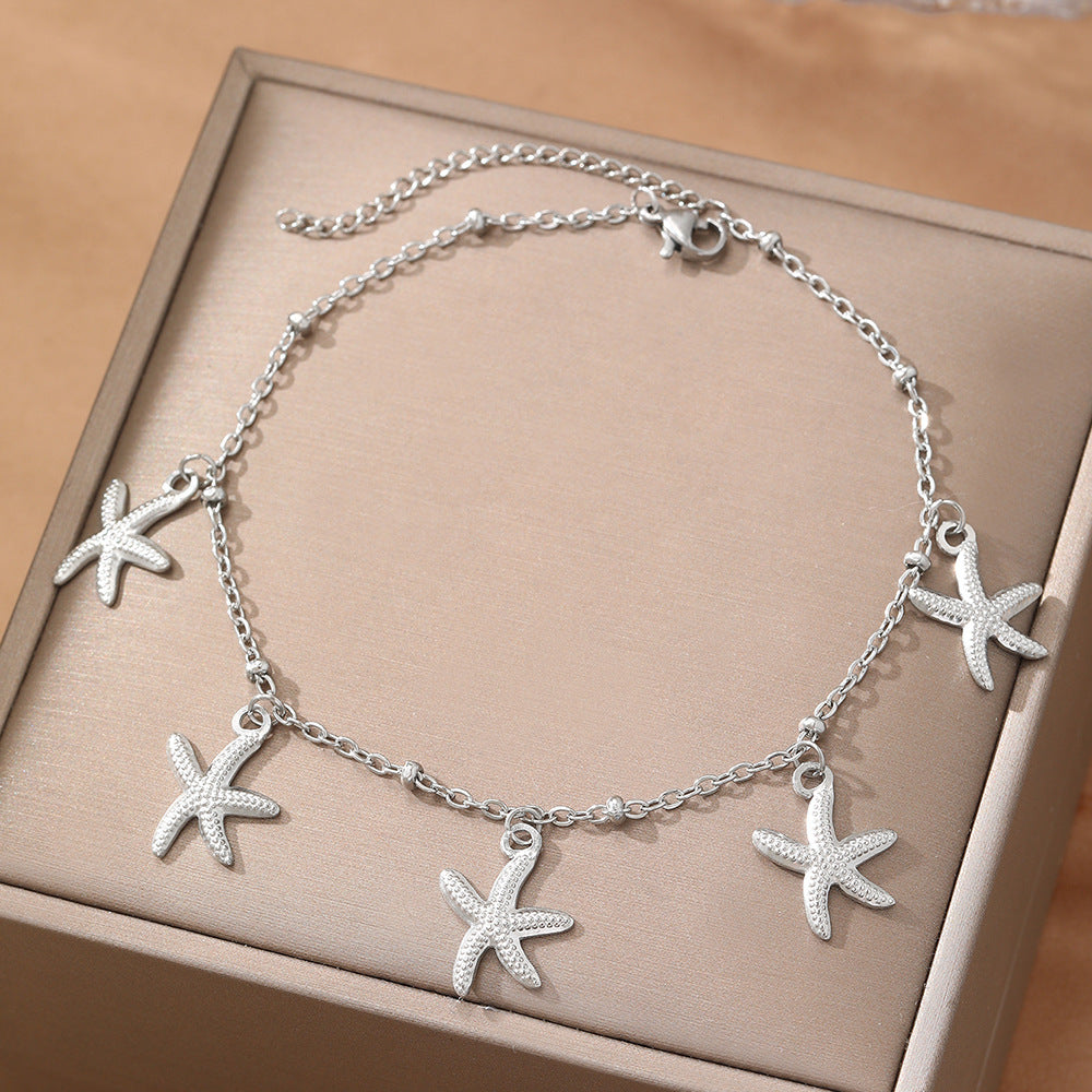Wholesale Stainless steel anklet starfish bamboo anklet