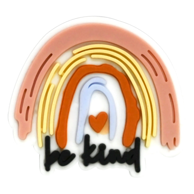 Wholesale Random 100pcs Cartoon Rainbow PVC Soft Rubber Shoe Buckle Decoration ACC-SC-RYY065