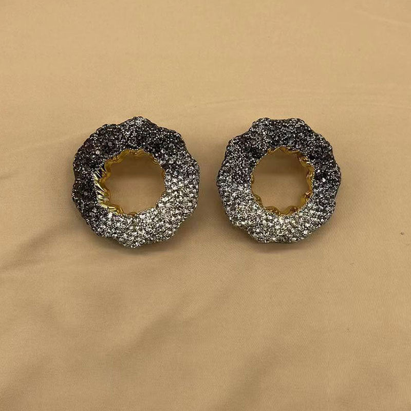 Wholesale Hollow Light Luxury Colored Glass Full Diamond Earrings ACC-ES-KangD008