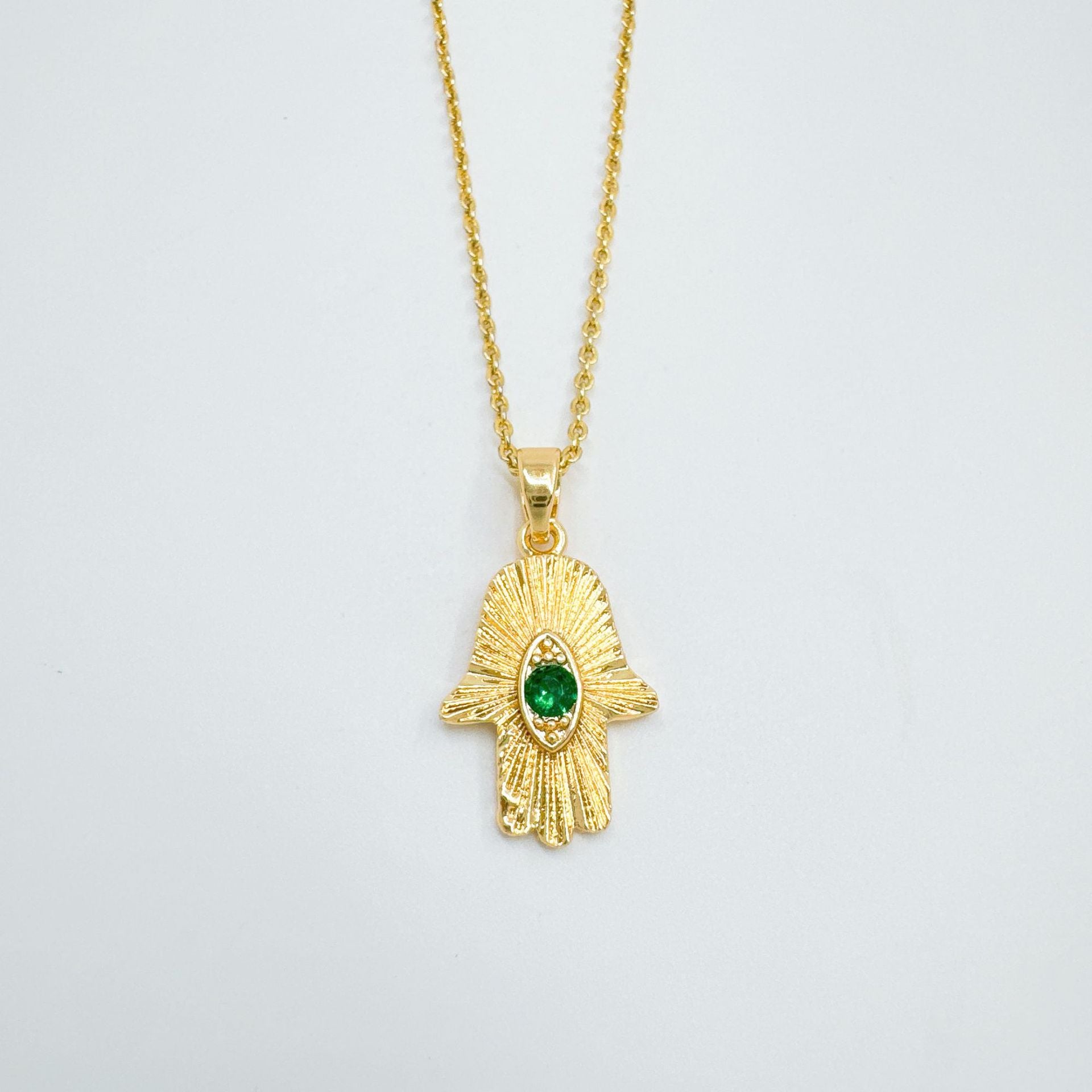 Wholesale Evil Eye Palm Pendant Gold Plated Copper Fashion Jewelry Boutique Gift