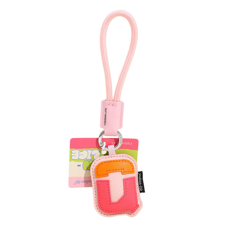 Wholesale Trendy 26 Letter PU Leather Keychain Pendant Graduation Gift Car Key Accessory