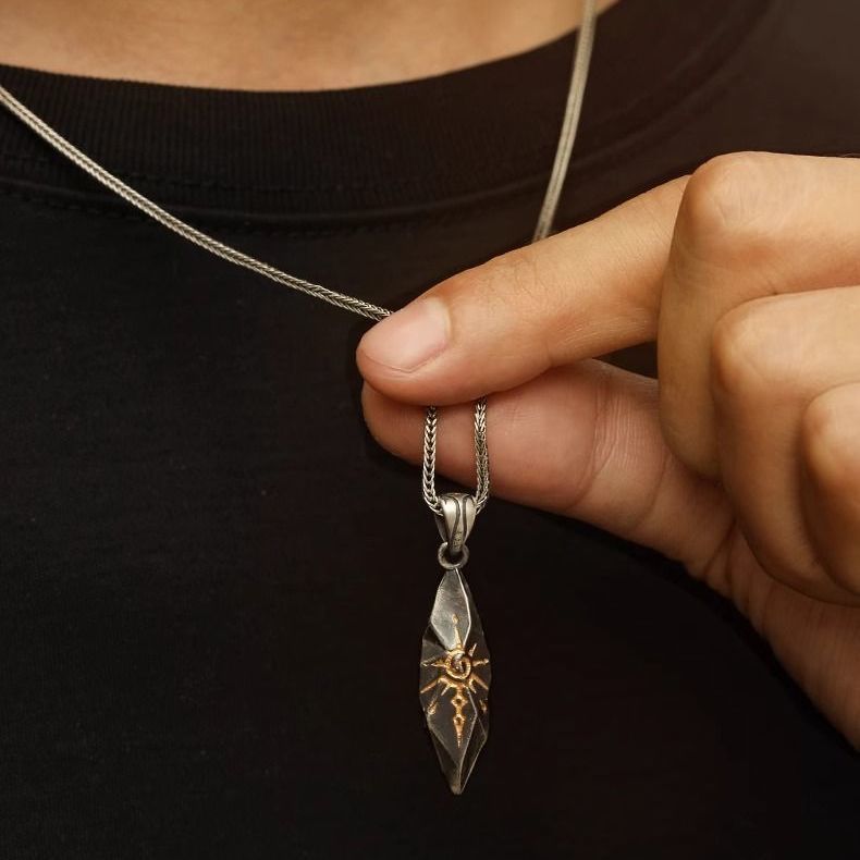 Wholesale Wishing Stone Men' s Titanium Steel Necklace Fashion Accessory Boutique Resale