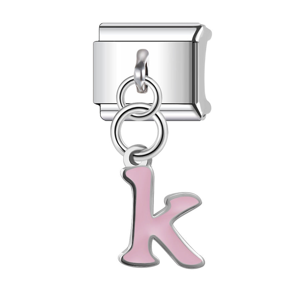 Wholesale Italian Charm Bracelet 9mm DIY Splicing English Letter Name Pendant Stainless Steel Composable Bracelet