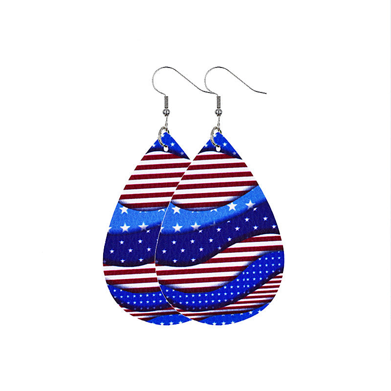 Wholesale American Independence Day Leather Earrings ACC-ES-CY022