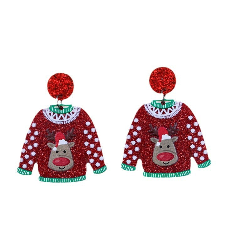 Wholesale Acrylic Sweater Christmas Earrings