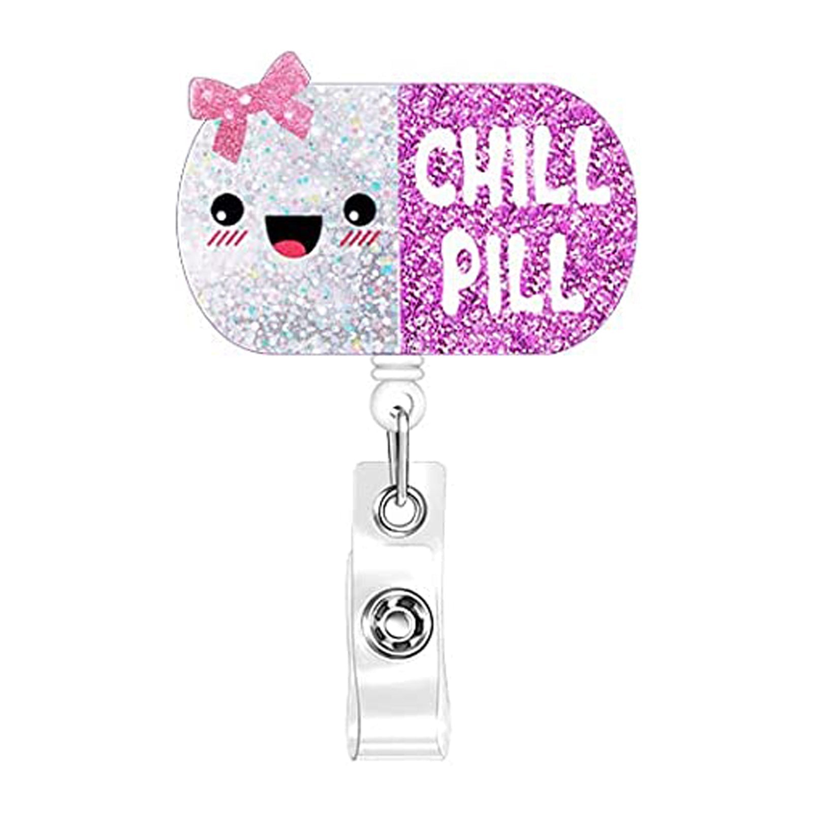 Wholesale Badge Reels Glitter Acrylic Doctor Nurse Rainbow Retractable Keychain