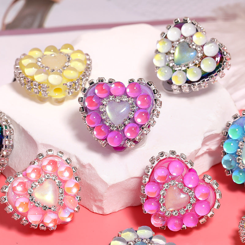 Wholesale of 5pcs Aurora Mermaid Love Beads Acrylic Water Diamond Beads ACC-BDS-BLG015