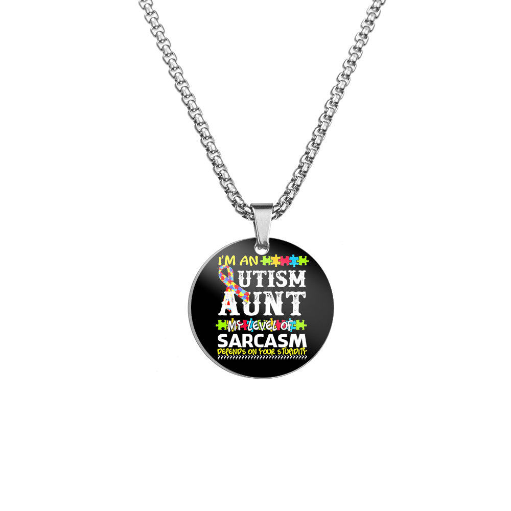 Wholesale Autism Color Printed Pendant Stainless Steel Necklace ACC-NE-HuanYu005