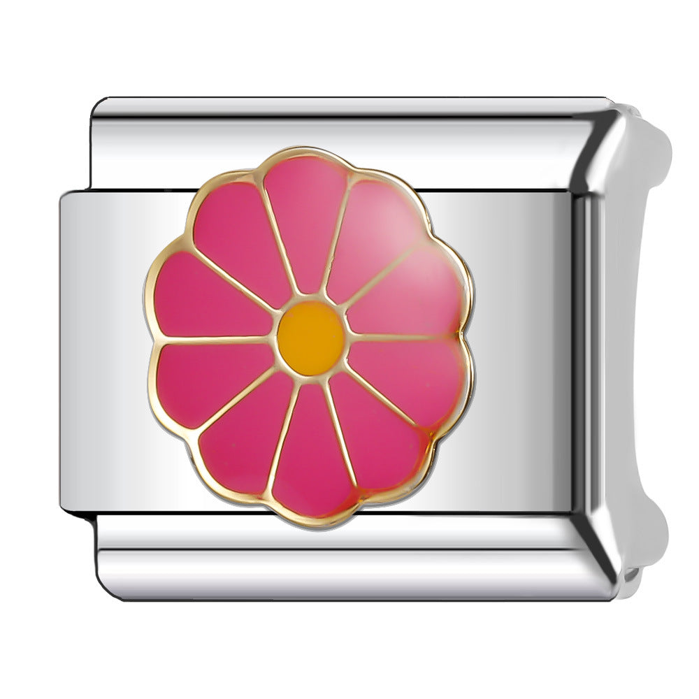 Wholesale Italian Charm Bracelet 9mm DIY Splicing Flower Series Stainless Steel Composable Bracelet