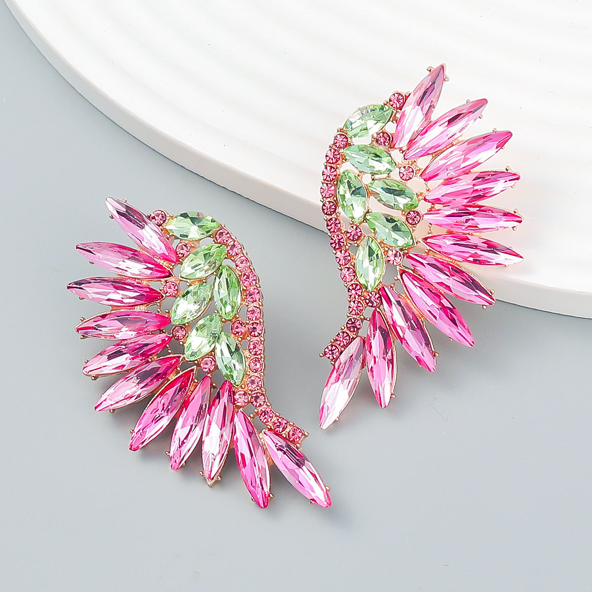 Wholesale Exaggerated Angel Wings Earrings Shiny Alloy Jewelry Accessory for Women