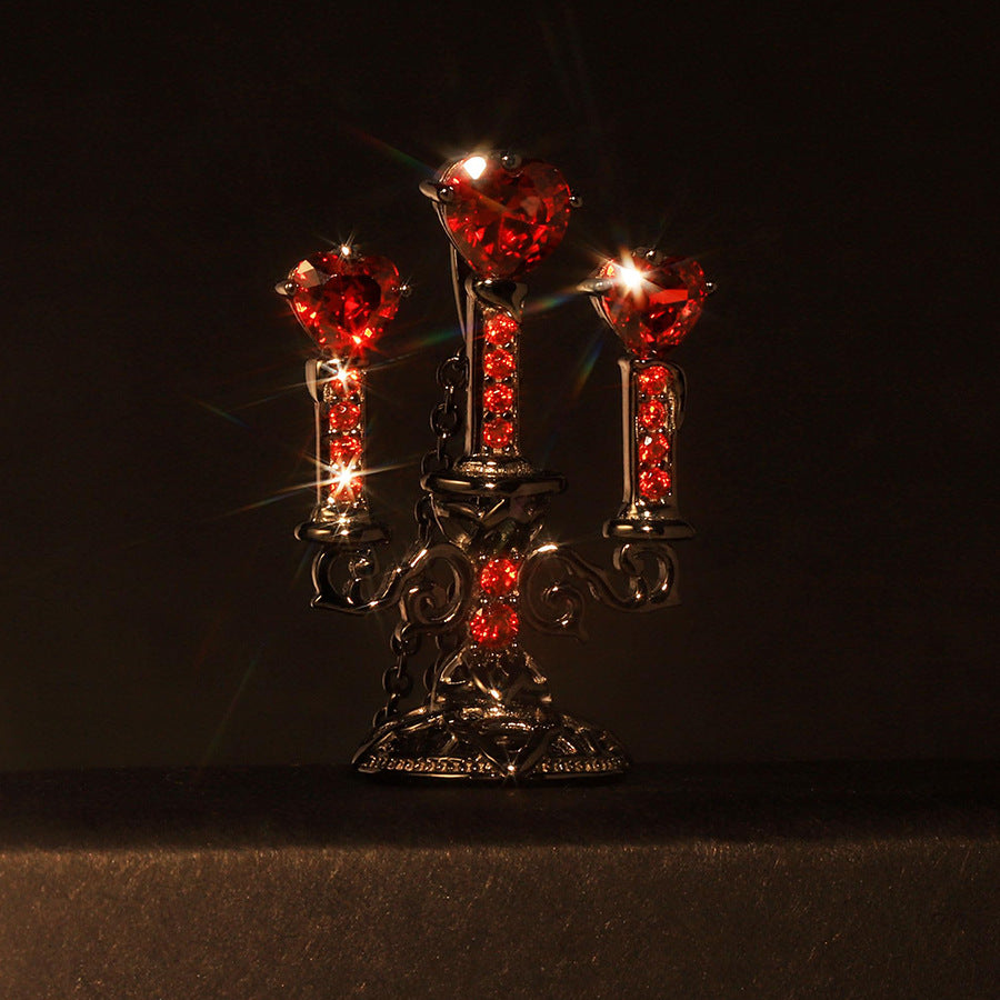 Wholesale  Retro Hollow Candlestick Clavicle Chain Gothic Heart-Shaped Diamond  Necklace