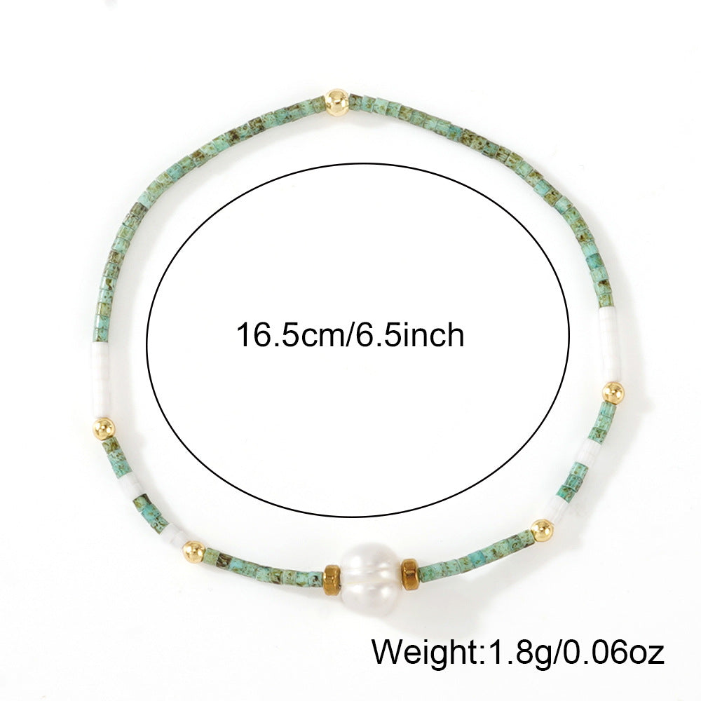 Wholesale Bohemian Style White Pearl Seed Bead Bracelet With Copper Beads Elastic Stretch Unisex Jewelry Accessory For Everyday Wear