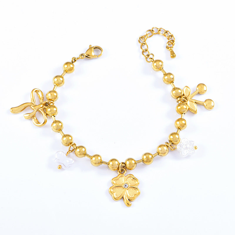 Wholesale Stainless steel  Grass Green Round Brand Bracelet