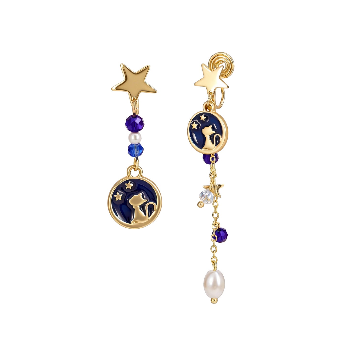 Wholesale Cat Star Tassel Clip-On Earrings Fashion Accessory Boutique Resale