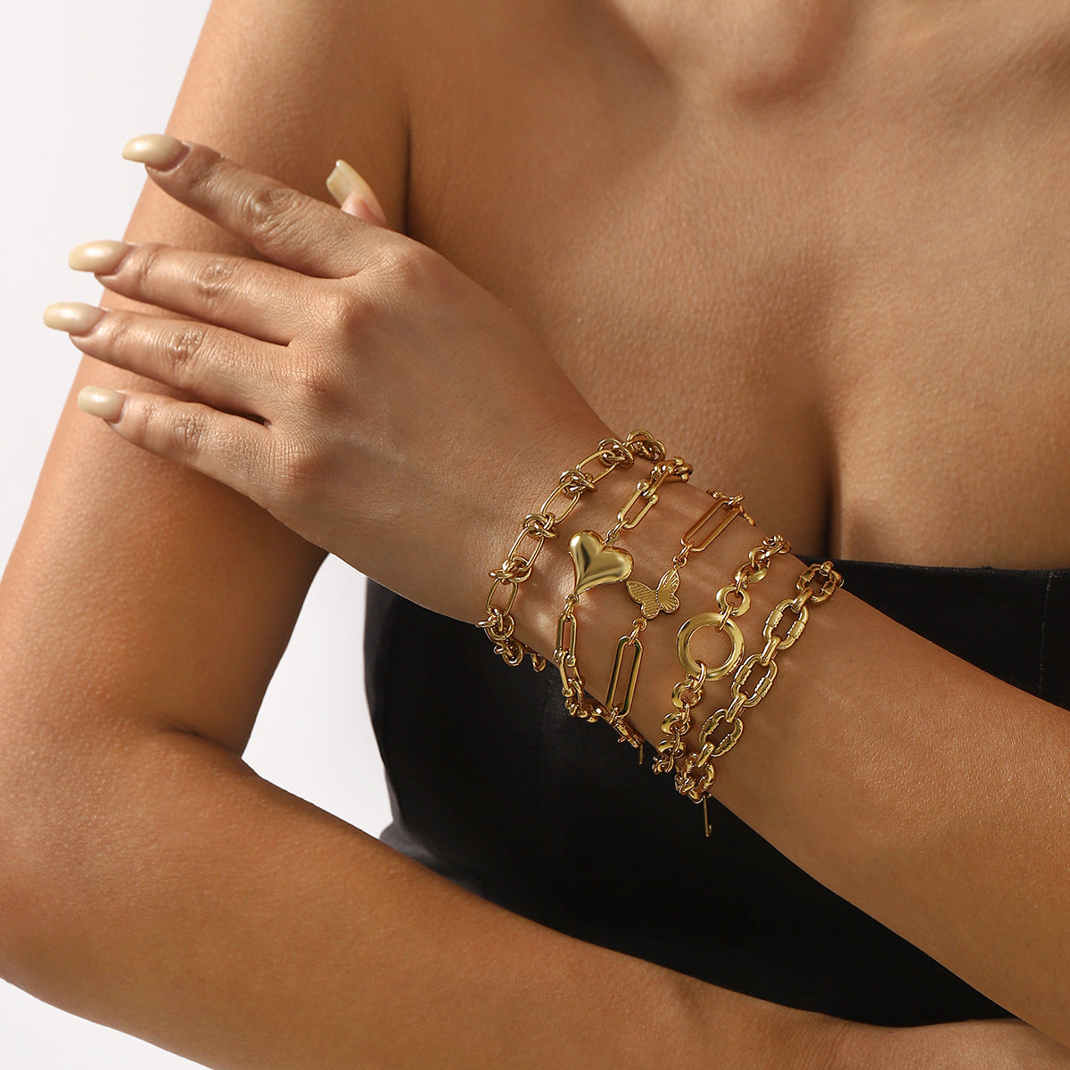 Wholesale  Fashionable New Geometric Stainless Steel Chain Bracelet Retro Ins Style