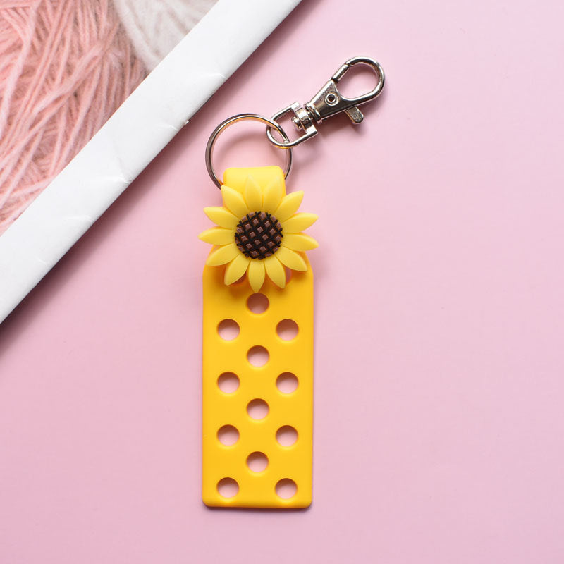 Wholesale Random 10pcs Colored Flower PVC Soft Adhesive DIY Board Keychains ACC-KC-RYY004