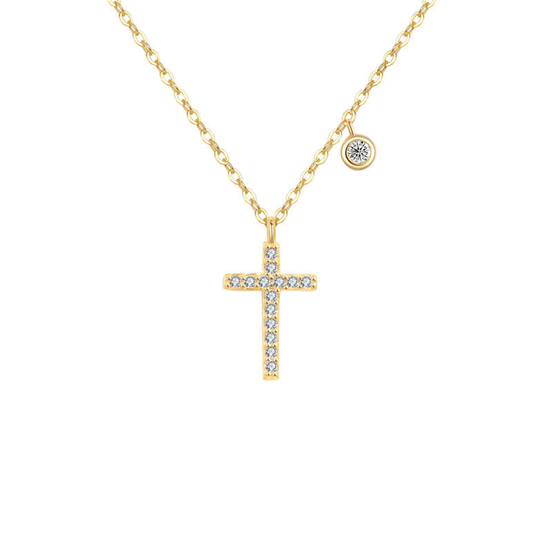 Wholesale s925 sterling silver cross necklace full diamond necklace