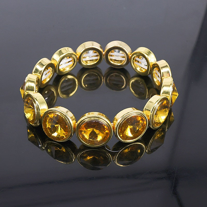 Wholesale Vacation Style Gold Electroplated Zinc Alloy Colored Glass Bracelet,  Modern Jewelry Accessory