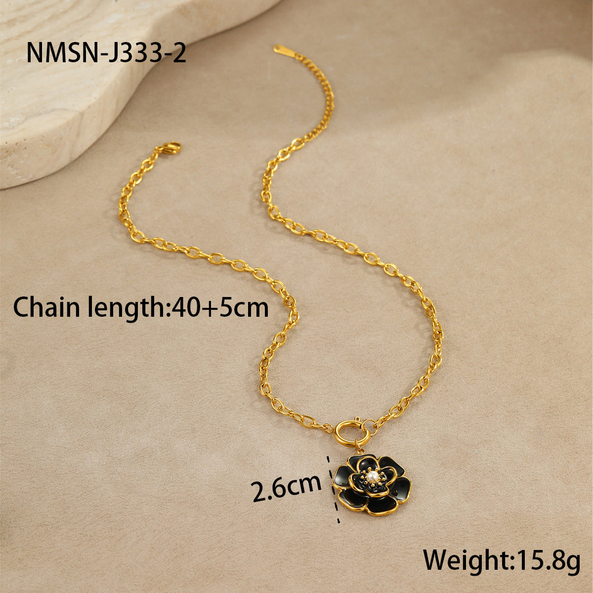 Wholesale  camellia oil drop flower necklace stainless steel ring earrings