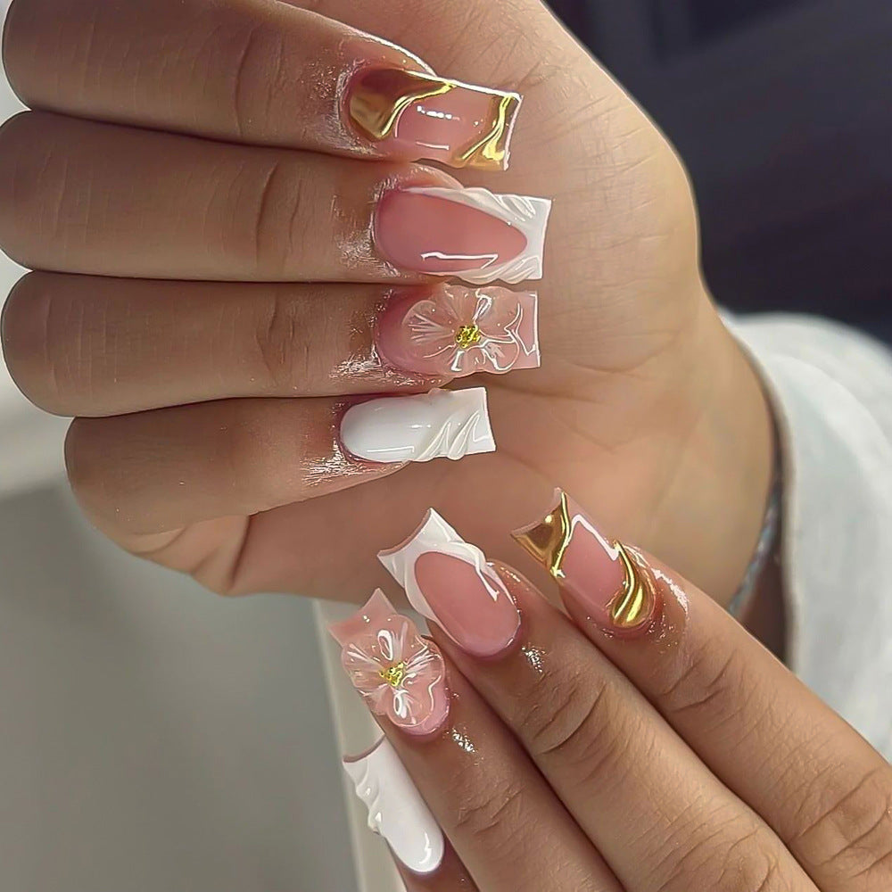 Wholesale Cartoon Bowknot Rhinestone Almond Short Square Press On Nails 24Pcs Trendy Fashion Accessory