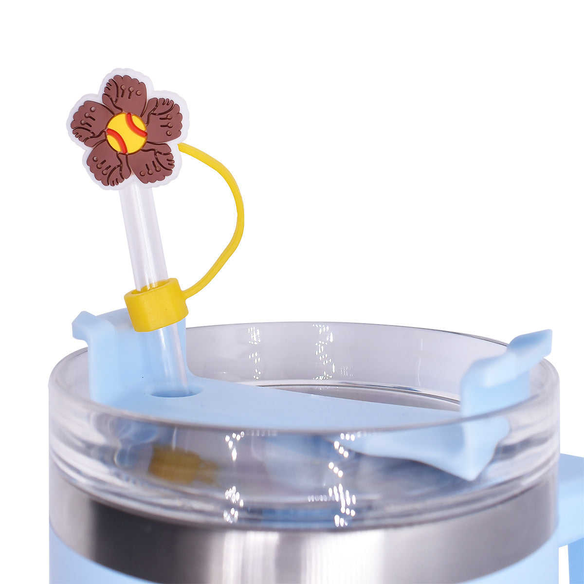 Wholesale Random 100pcs 10mm Straw Tube Cap Baseball Series PVC Soft Rubber Straw Plugs ACC-SCR-RYY018