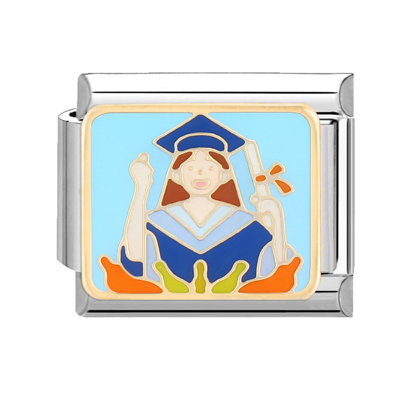 Wholesale Italian Charm Bracelet 9mm DIY Splicing Cute Cartoon Titanium Steel Composable Bracelet