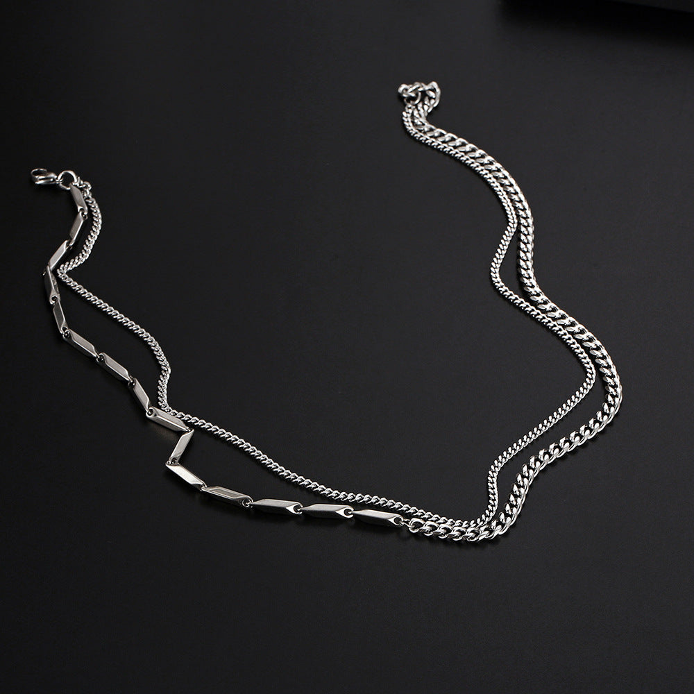Wholesale Titanium Steel Double Layer Vintage Necklaces ACC-NE-Yixin002