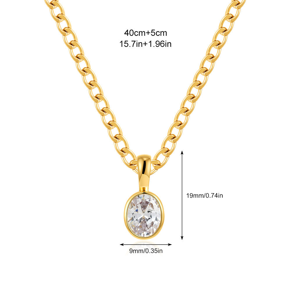 Wholesale Stainless Steel 18K Gold Color Zircon Necklace