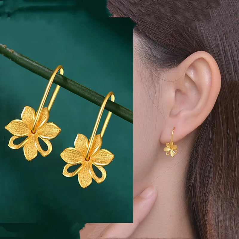 Wholesale Color Gold Frosted Flower Earrings
