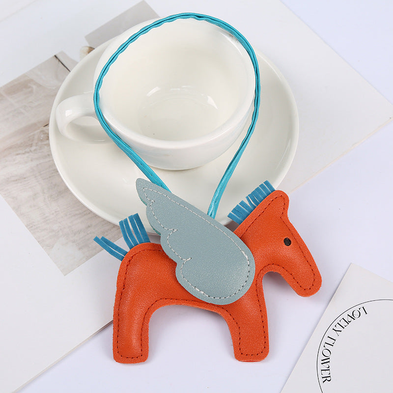 Wholesale Cute Pegasus Pendant PU Leather Camel Keychain