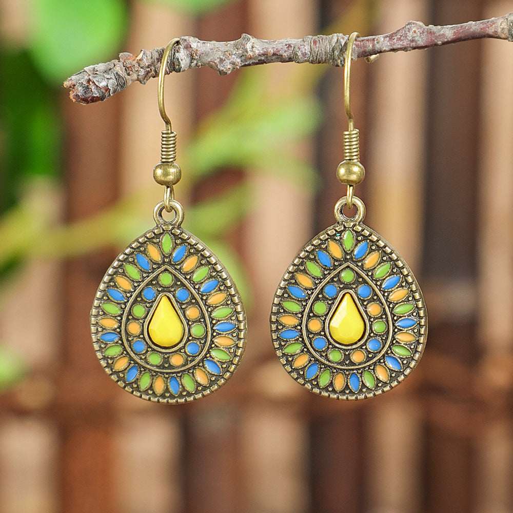 Wholesale Bohemian Green Forest Earrings Set,  Zinc Alloy Ethnic Style