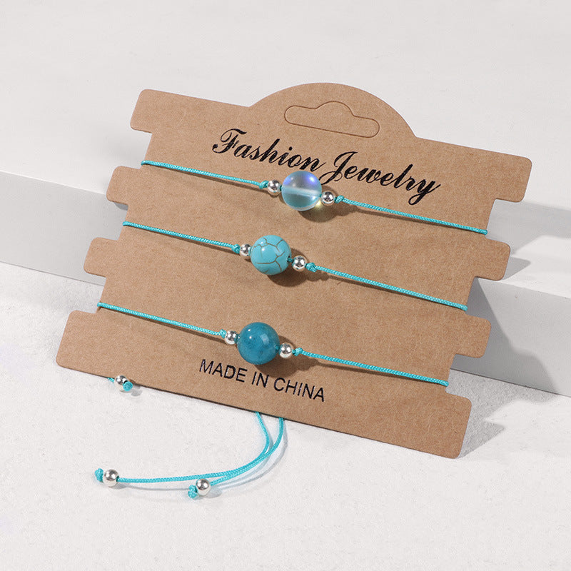 Wholesale Handmade Natural Agate Stone Woven Rope Unisex Couple Bracelet Stylish Fashion Accessory Boutique Gift
