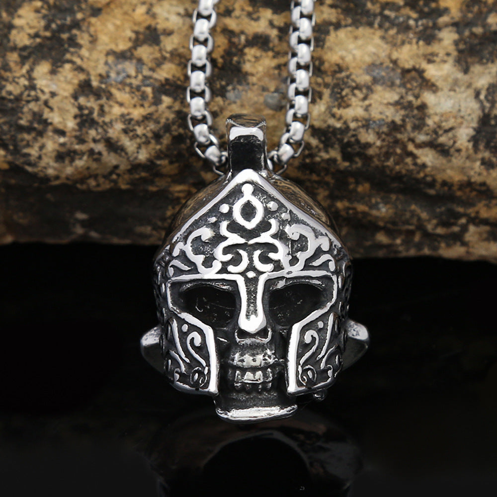 Wholesale Stainless Steel Mens Warrior Helmet Pendant Necklace