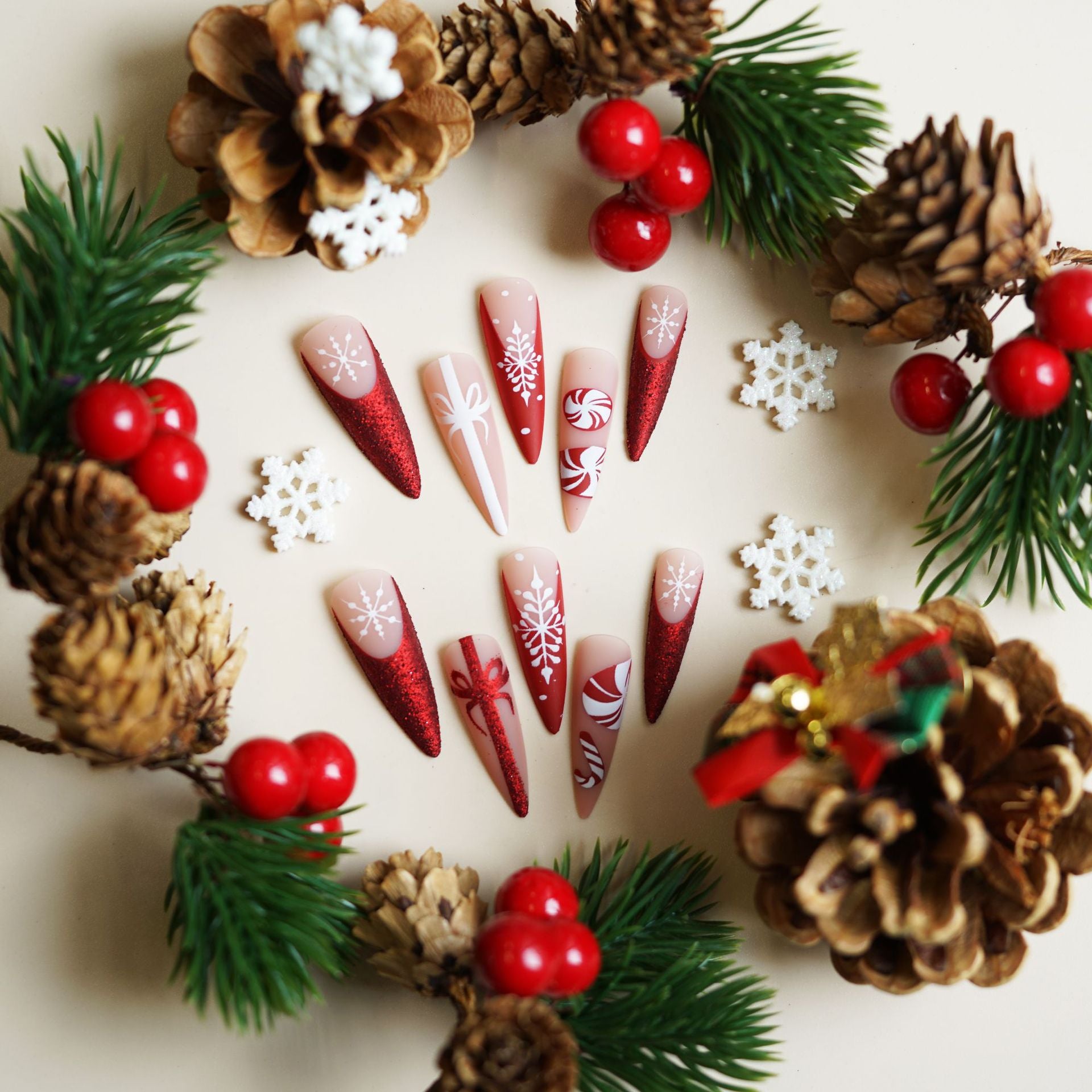 Wholesale 24 Pieces/ box Christmas Carol Nails Kits Nail Stickers